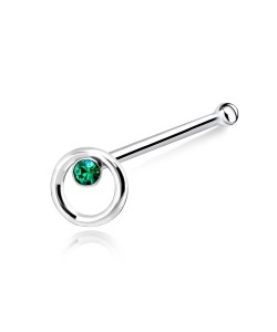 Circular Stone Silver Bone Nose Stud NSKD-646